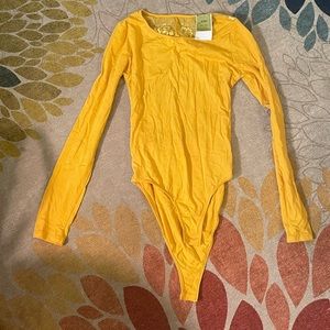 Long sleeve Yellow body suit with lace back